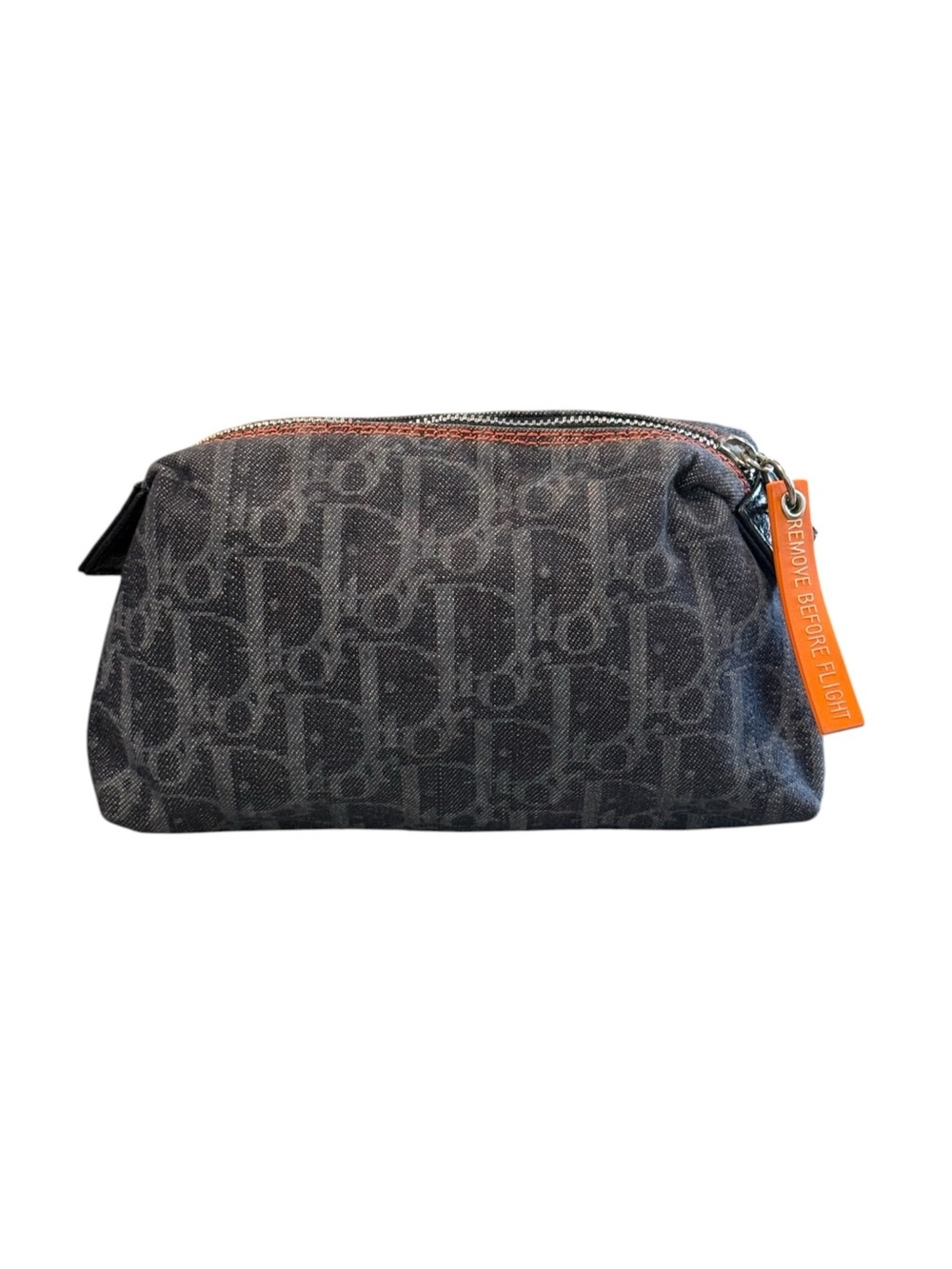 Christian Dior Flight Line Trotter Denim Pouch Oblique Monogram w/ Orange Tag